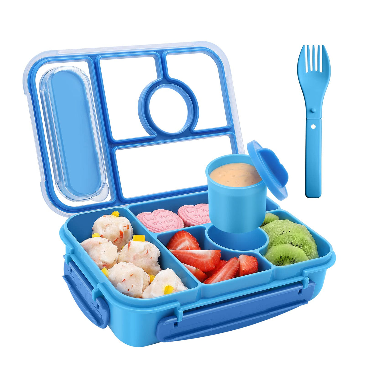 Amathley Bento Box Adult Lunch Box Kids,Lunch Containers for Adults/Kids/Toddler,5 Compartments Bento Lunch Box with Sauce Vontainers,Microwave & Dishwasher & Freezer Safe,BPA-Free (Red lily)