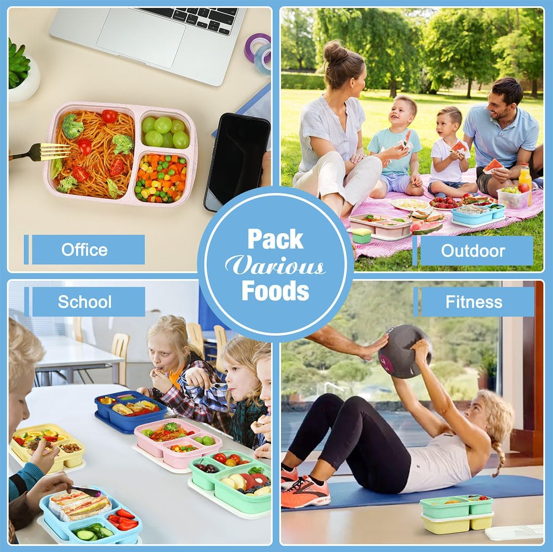 Caperci Bento Lunch Box Containers for Adults & Kids