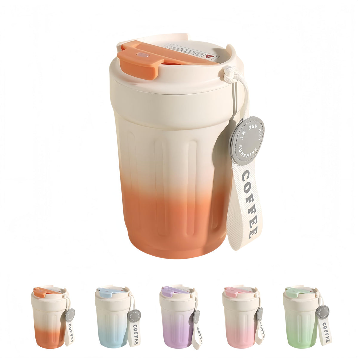 14oz Portable Vacuum Insulated Coffee Mug, Ceramic Lined Travel Cup