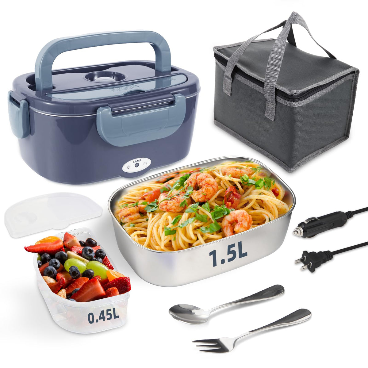 SOHIDA 1.5L Electric Lunch Box Food Heater, 80W Heated Lunch Box (Green)
