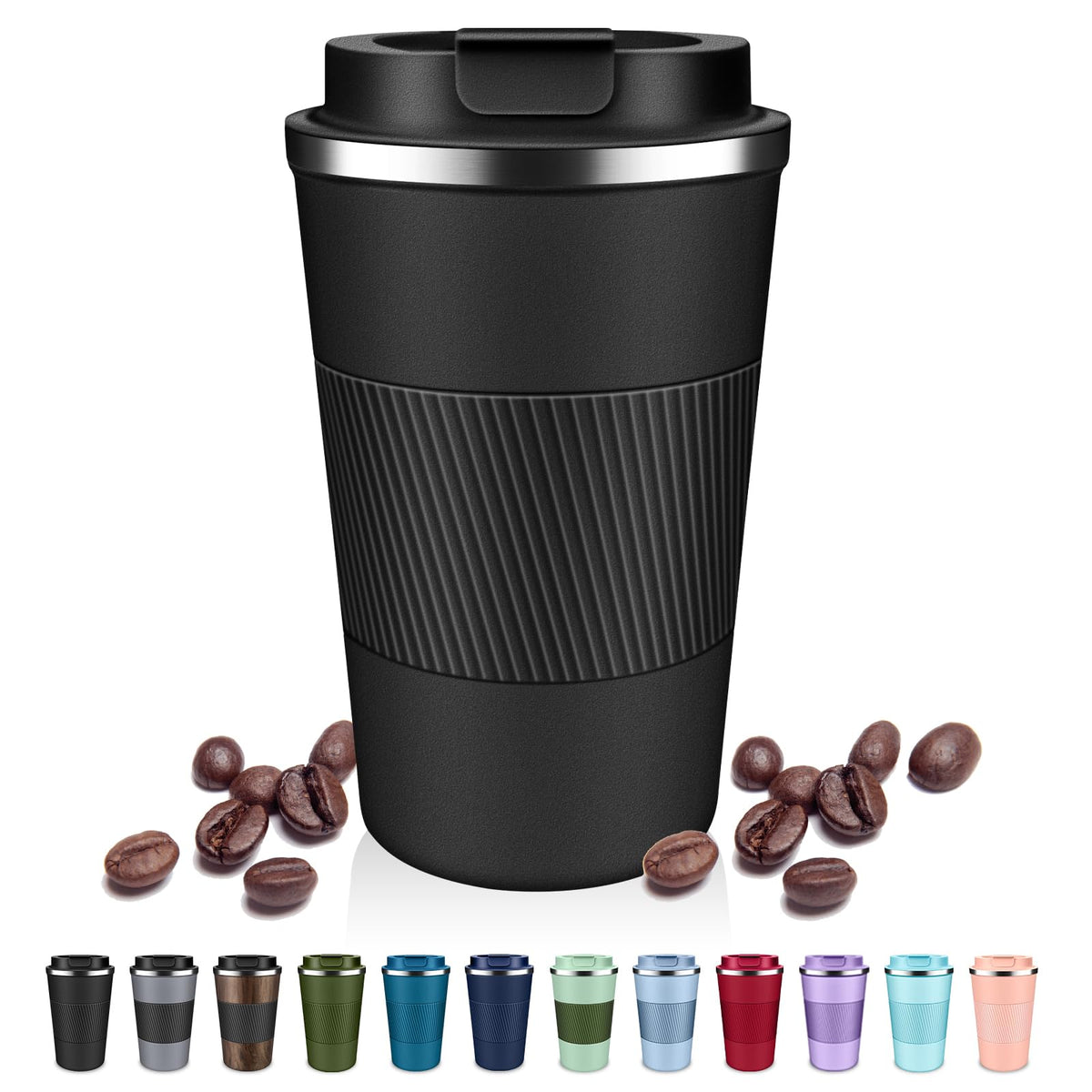 DUBUXW Insulated Coffee Tumblers with Flip Lid 12oz / 17oz, Stainless Steel Coffee Mug Leak Proof, Vacuum Insulated Coffee Mug Reusable Cup, Keeps Cold and Hot for Coffee Tea