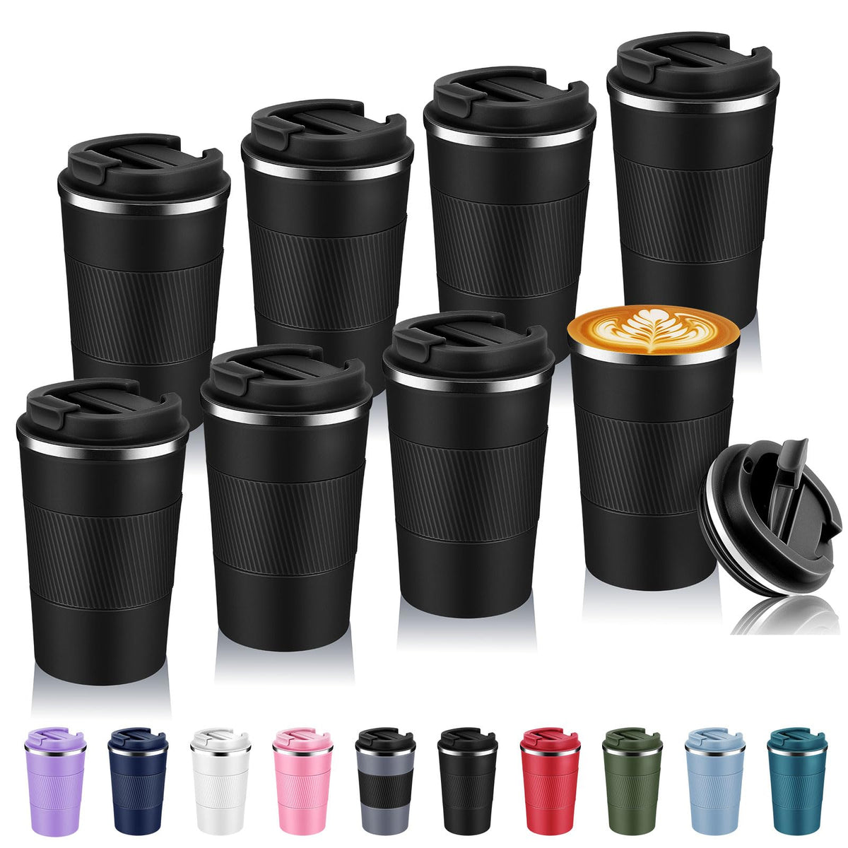 Volhoply 13 oz Stainless Steel Insulated Travel Coffee Cup with Fip Lid,Reusable Double Wall Vacuum Metal Coffee Mug,Portable to Go Leak Proof Cafe Mugs for Hot & Cold Drinks(Pink,1)