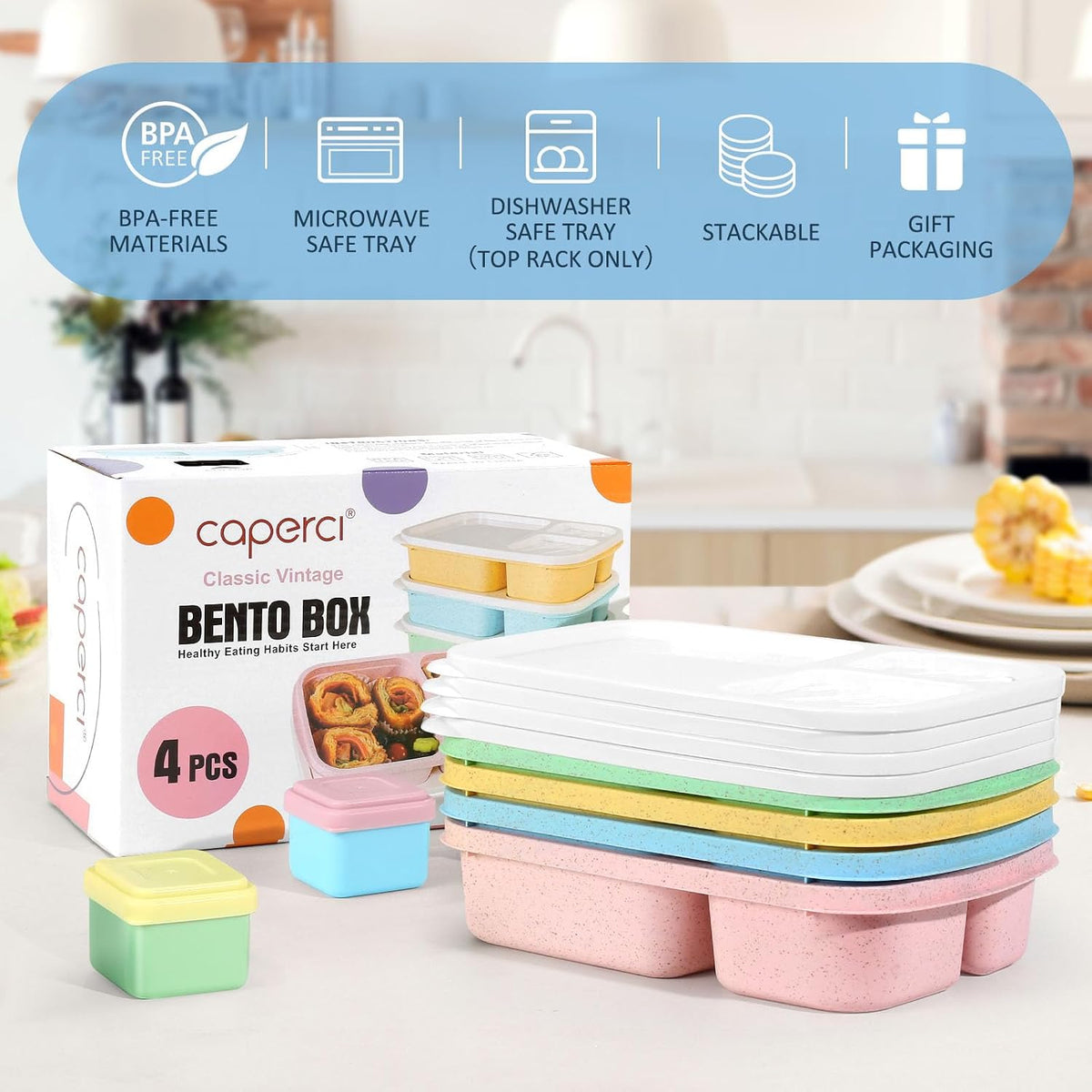 Caperci Bento Lunch Box Containers for Adults & Kids