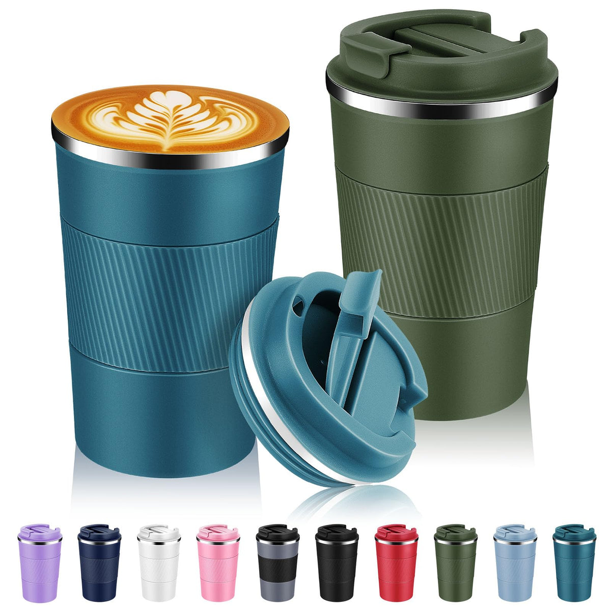 Volhoply 13 oz Stainless Steel Insulated Travel Coffee Cup with Fip Lid,Reusable Double Wall Vacuum Metal Coffee Mug,Portable to Go Leak Proof Cafe Mugs for Hot & Cold Drinks(Pink,1)