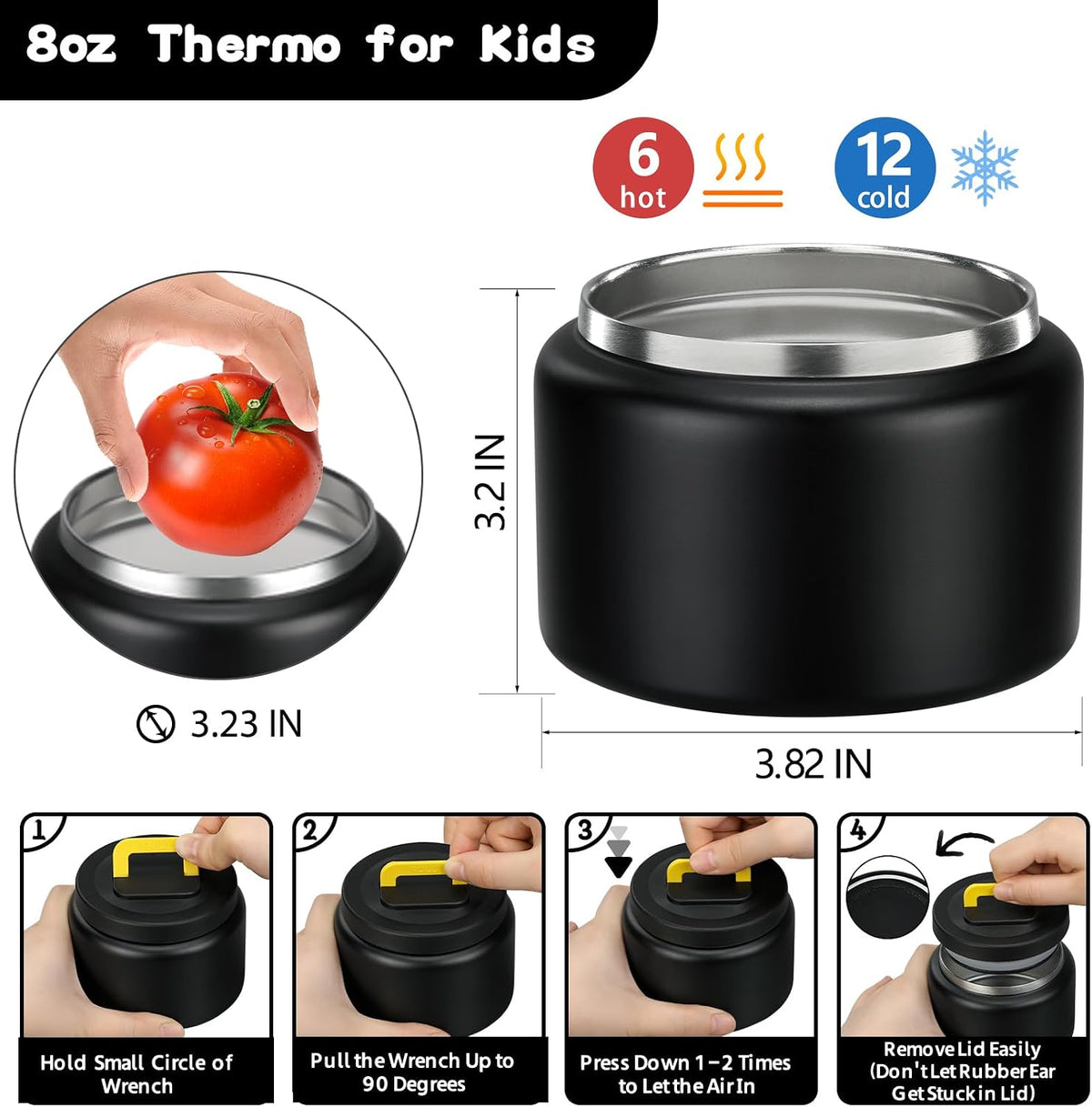 MAISON HUIS Bento Lunch Box with 8oz Soup Thermo, 5-Compartment Leak-Proof Container, Thermo Hot Food Jar and Insulated Lunch Bag, BPA Free,Travel, School