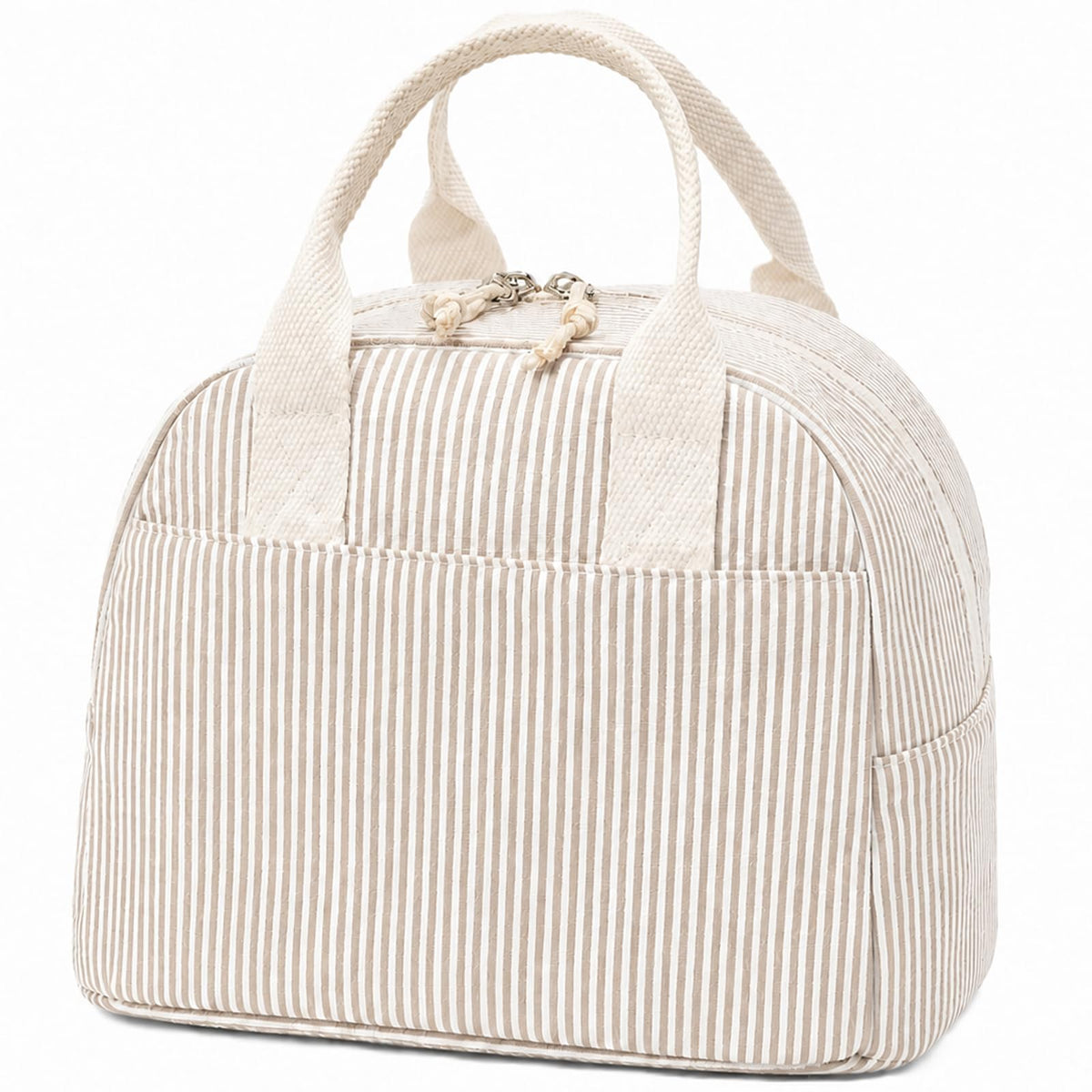 LOVELYWIND Lunch Box for Women, Insulated Lunch Bag, Green Stripe Tote 9L