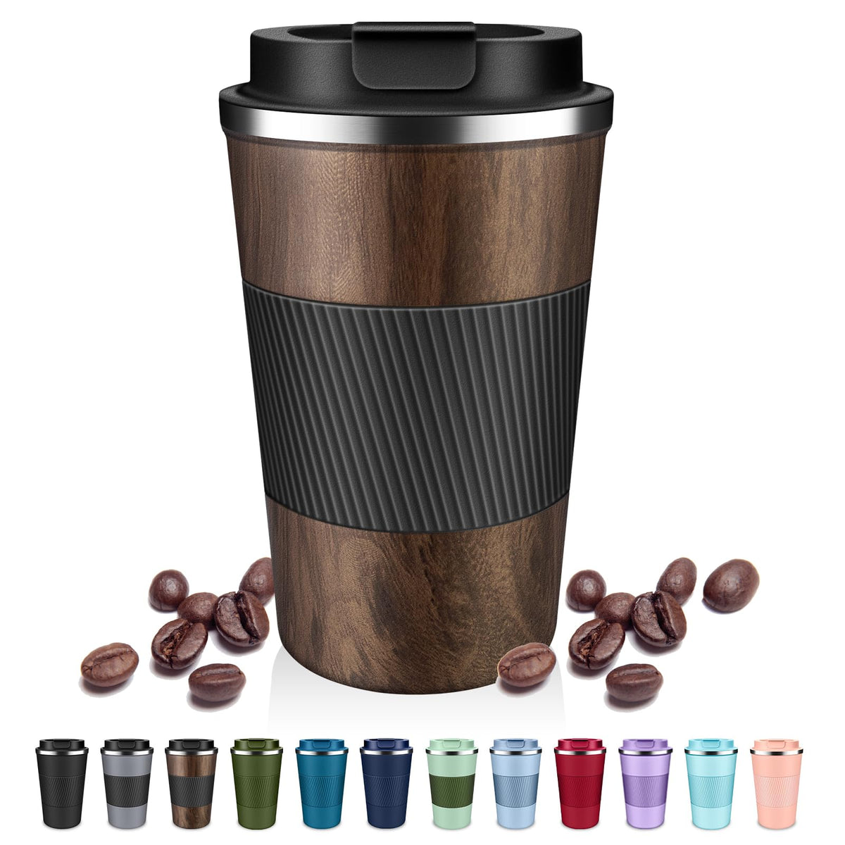 DUBUXW Insulated Coffee Tumblers with Flip Lid 12oz / 17oz, Stainless Steel Coffee Mug Leak Proof, Vacuum Insulated Coffee Mug Reusable Cup, Keeps Cold and Hot for Coffee Tea