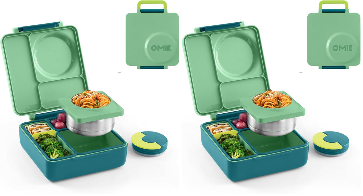 Omie OmieBox Kids Insulated Leakproof Bento Lunch Box with Food Jar (Pink Berry)