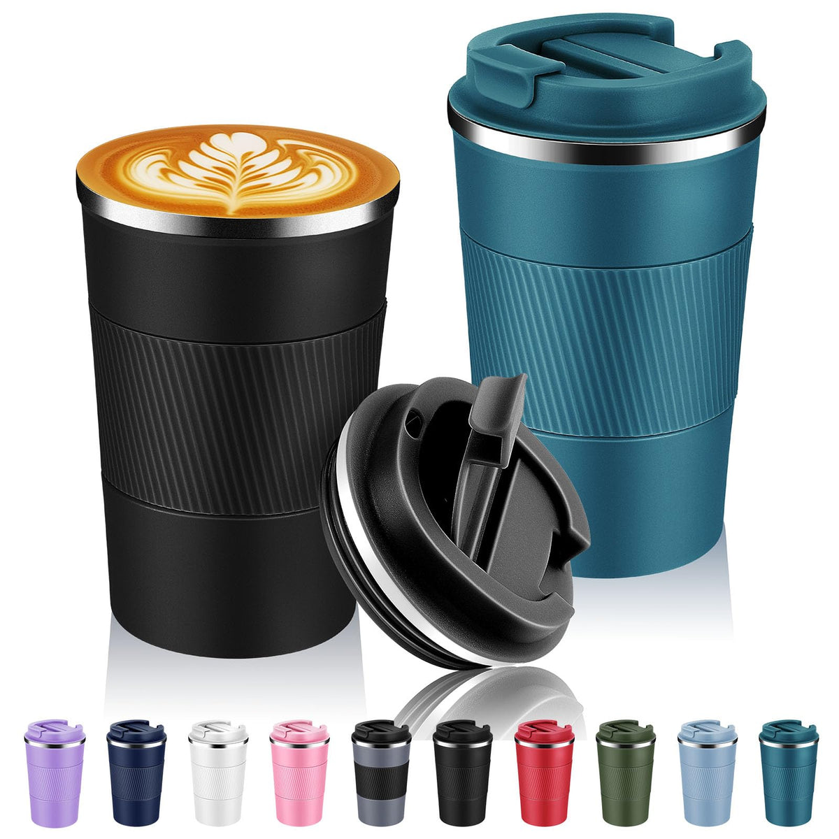 Volhoply 13 oz Stainless Steel Insulated Travel Coffee Cup with Fip Lid,Reusable Double Wall Vacuum Metal Coffee Mug,Portable to Go Leak Proof Cafe Mugs for Hot & Cold Drinks(Pink,1)