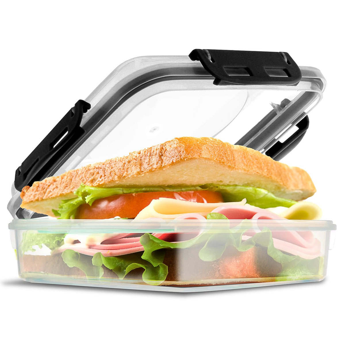 Tafura 2 Pack Sandwich Containers with Lids, BPA-Free, Black