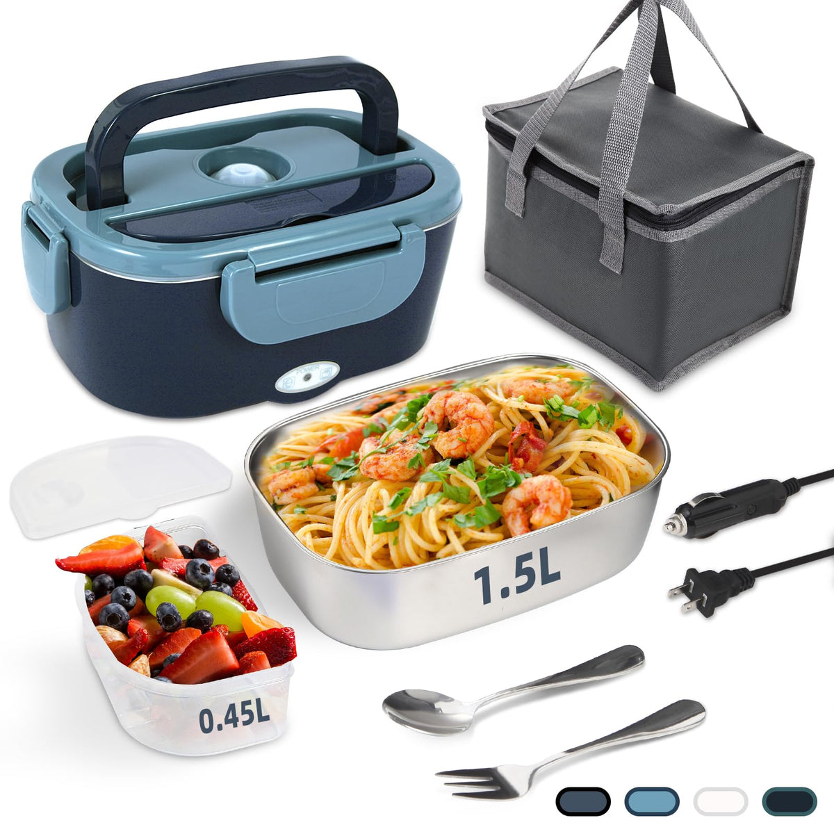 SOHIDA 1.5L Electric Lunch Box Food Heater, 80W Heated Lunch Box (Green)
