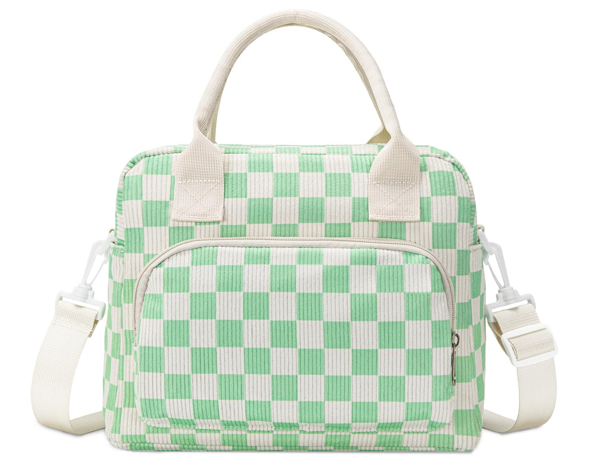 Lunch Bag Women Lunch Box for Women Adult Cute Insulated Lunch Bag Lager Cooler Lunch Tote Bags for Work Picnic (Beige-Brown Plaid)