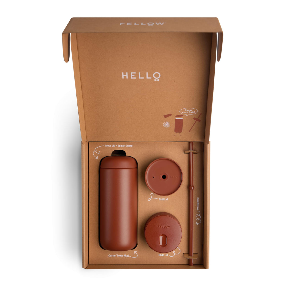 Fellow Carter 3-in-1 Ceramic Lined Travel Coffee Mug Tumbler 16 oz