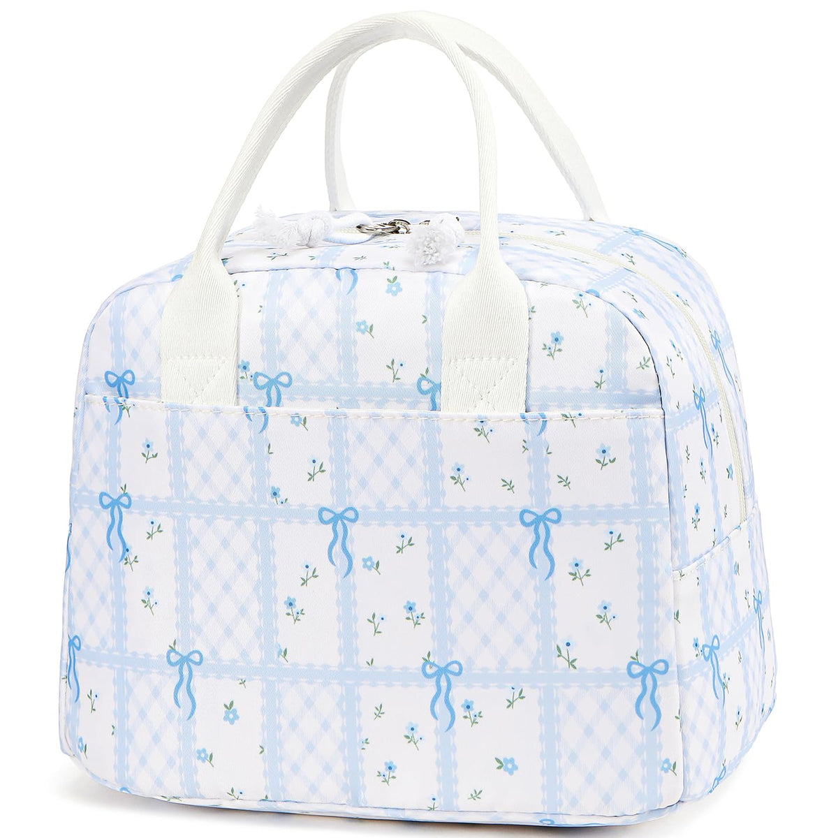 LOVELYWIND Lunch Box for Women, Insulated Lunch Bag, Green Stripe Tote 9L