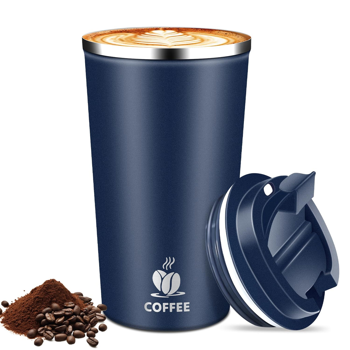 17oz Insulated Travel Coffee Mug with Flip Lid – Leakproof Stainless Steel Insulated Coffee Tumblers, Reusable Coffee Cup for Hot & Cold Drinks, Perfect for Camping & On-the-Go