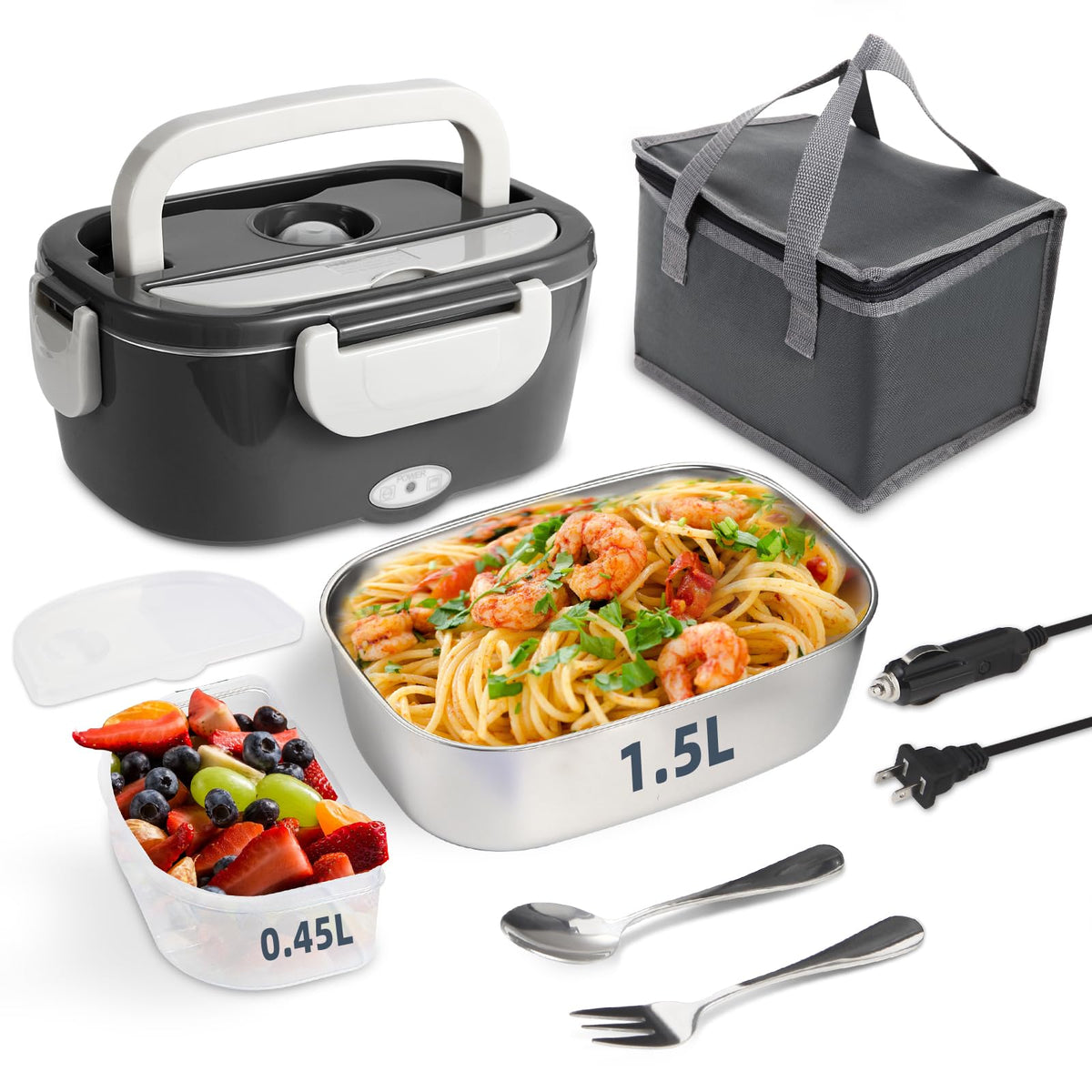 SOHIDA 1.5L Electric Lunch Box Food Heater, 80W Heated Lunch Box (Green)