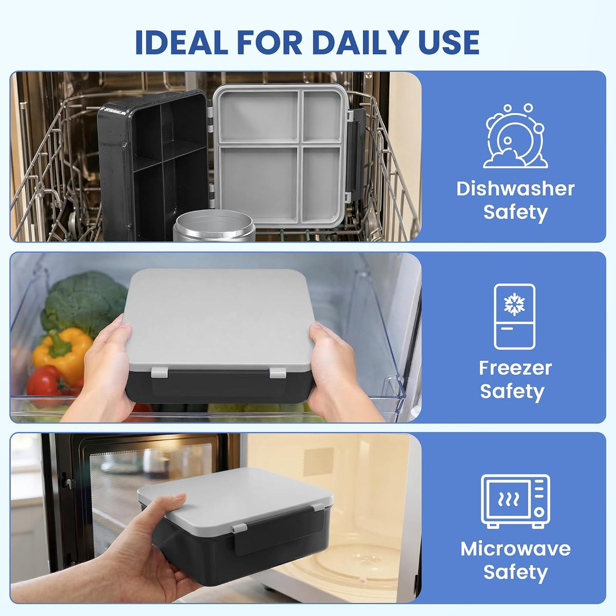 LOHASOK Bento Lunch Box for Kids with 8oz Soup Thermo, Black