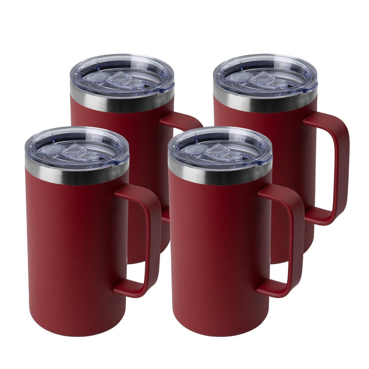 DOMICARE 24oz Mug with Handle and Lid, Stainless Steel Coffee Mug, Reusable Insulated Cup, Travel Mug with Handle, Double Wall Vacuum Coffee Tumbler for Men and Women, Dark Purple, Pack 1