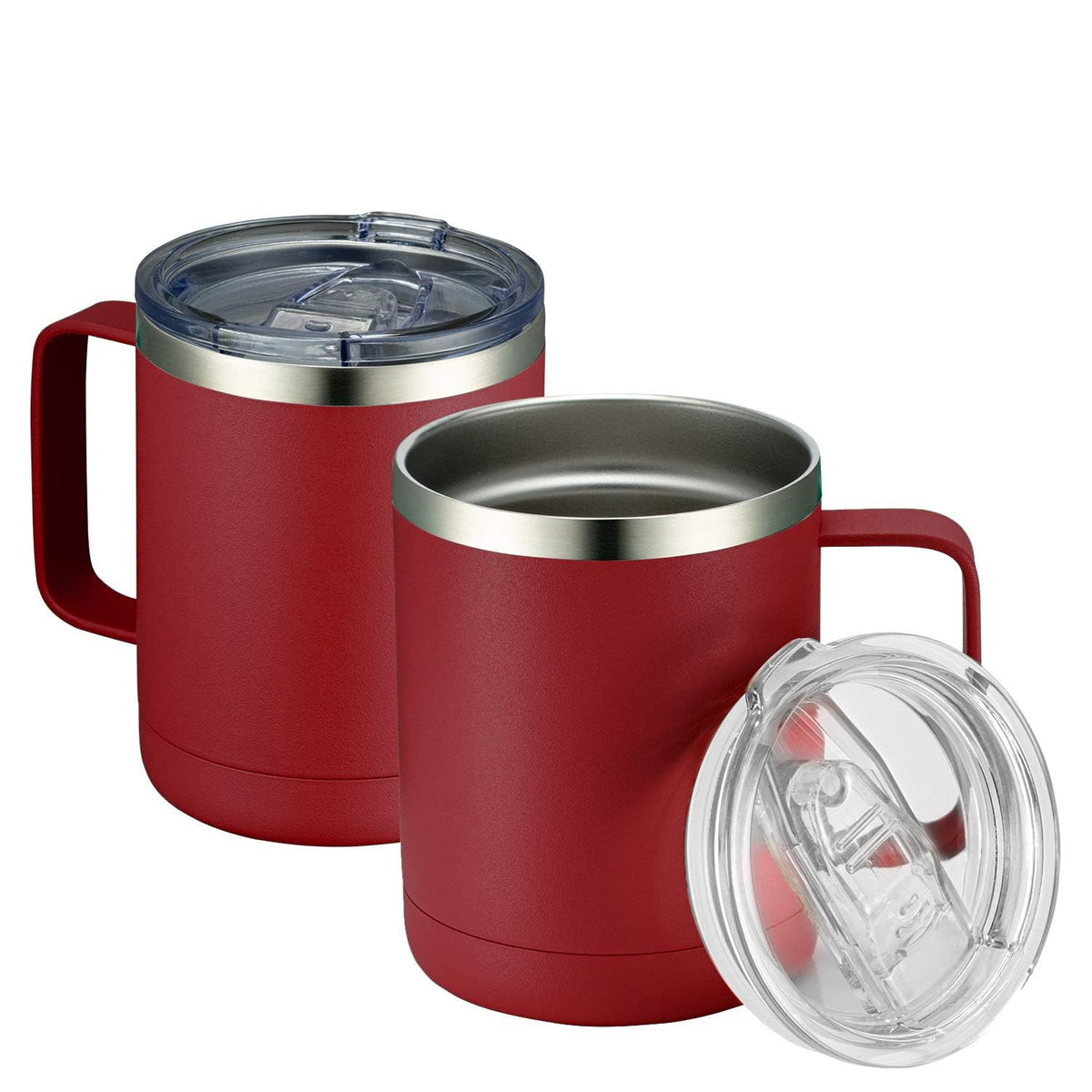 MEWAY 12oz Coffee Mug With Handle and Sliding Lid,Stainless Steel Travel Tumbler Cup with Handle,Double Wall Vacuum Insulated Camping Cup for Hot & Cold Drinks Tea (Lilac,Set of 1)
