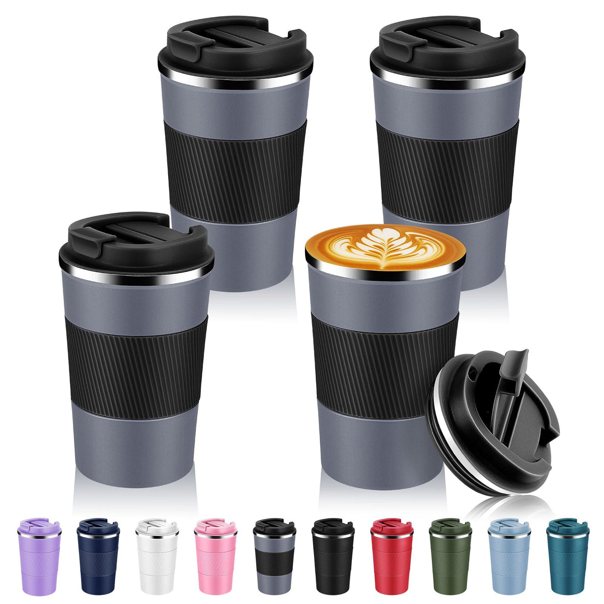 Volhoply 13 oz Stainless Steel Insulated Travel Coffee Cup with Fip Lid,Reusable Double Wall Vacuum Metal Coffee Mug,Portable to Go Leak Proof Cafe Mugs for Hot & Cold Drinks(Pink,1)