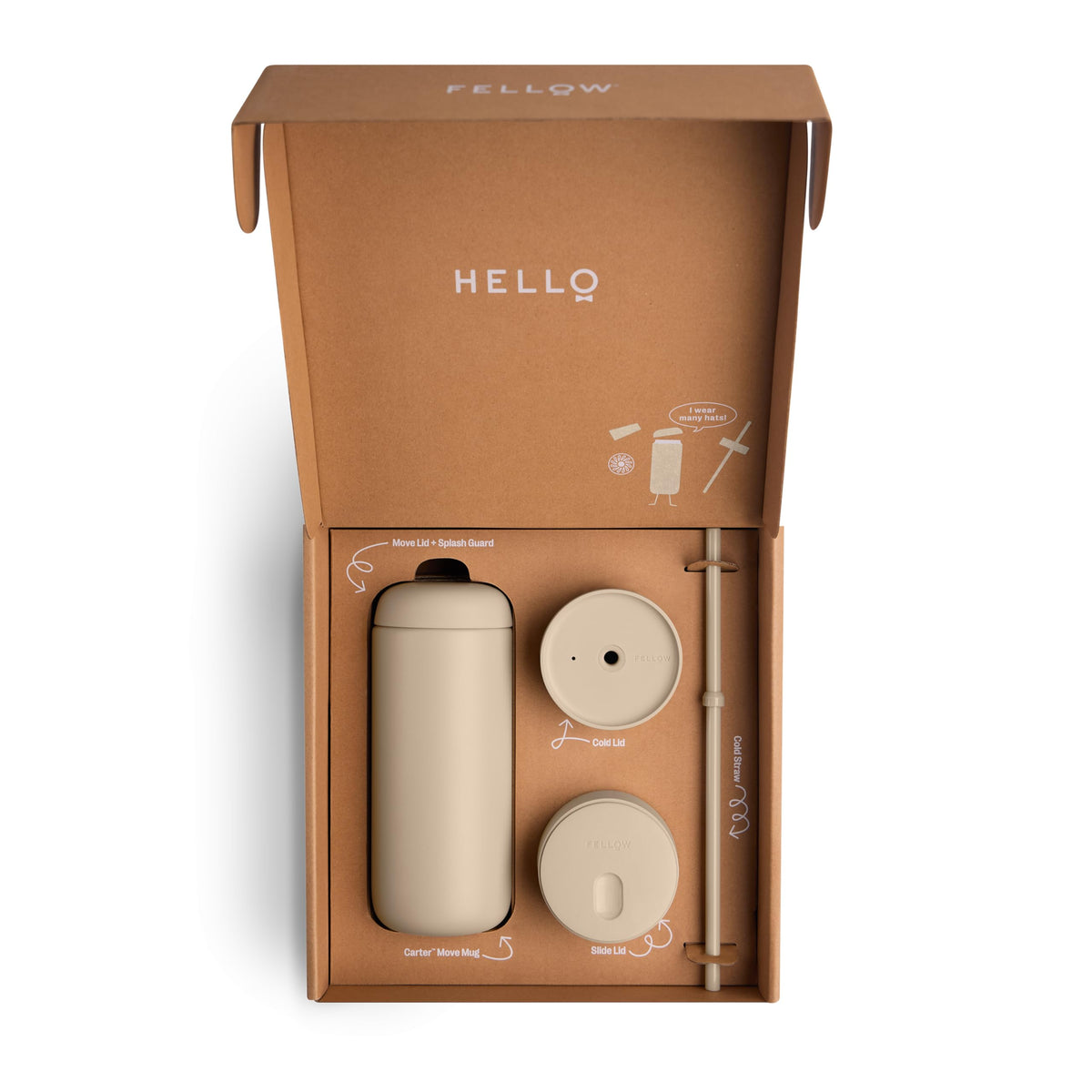 Fellow Carter 3-in-1 Ceramic Lined Travel Coffee Mug Tumbler 16 oz