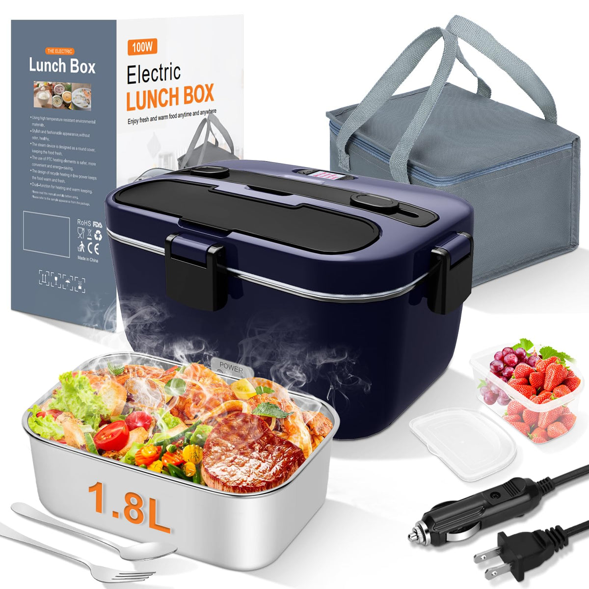 DUPASU Electric Lunch Box Food Warmer, 1.8L Heated Lunch Box for Adults