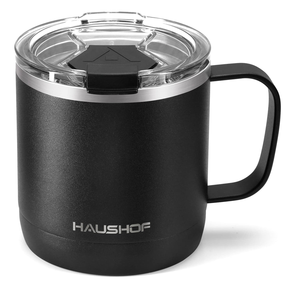 HAUSHOF 14 oz Coffee Mug, Insulated Coffee Mug with Handle, Travel Camping Cup, Portable Stainless Steel Coffee Cup, Insulated Coffee Cups with Lid, Lake Blue
