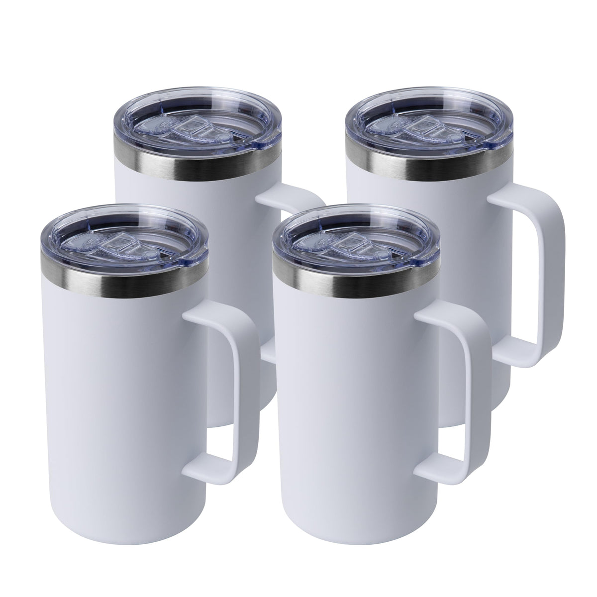 DOMICARE 24oz Mug with Handle and Lid, Stainless Steel Coffee Mug, Reusable Insulated Cup, Travel Mug with Handle, Double Wall Vacuum Coffee Tumbler for Men and Women, Dark Purple, Pack 1