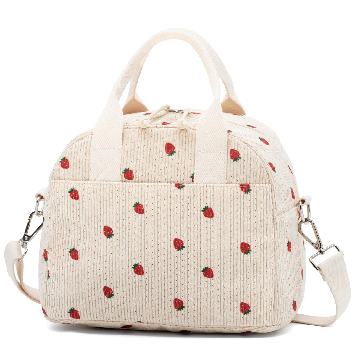 LOVELYWIND Lunch Box for Women, Insulated Lunch Bag, Green Stripe Tote 9L
