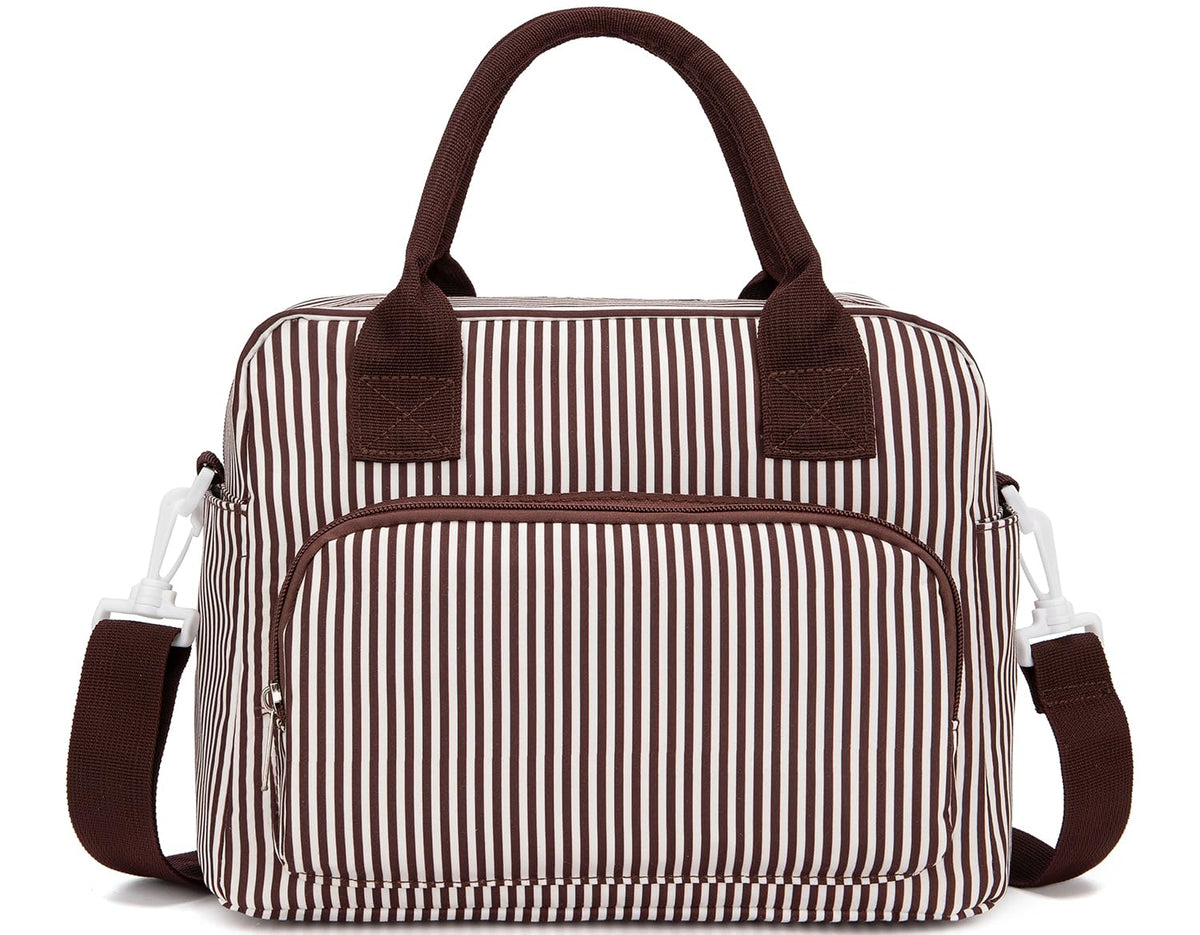 Lunch Bag Women Lunch Box for Women Adult Cute Insulated Lunch Bag Lager Cooler Lunch Tote Bags for Work Picnic (Beige-Brown Plaid)