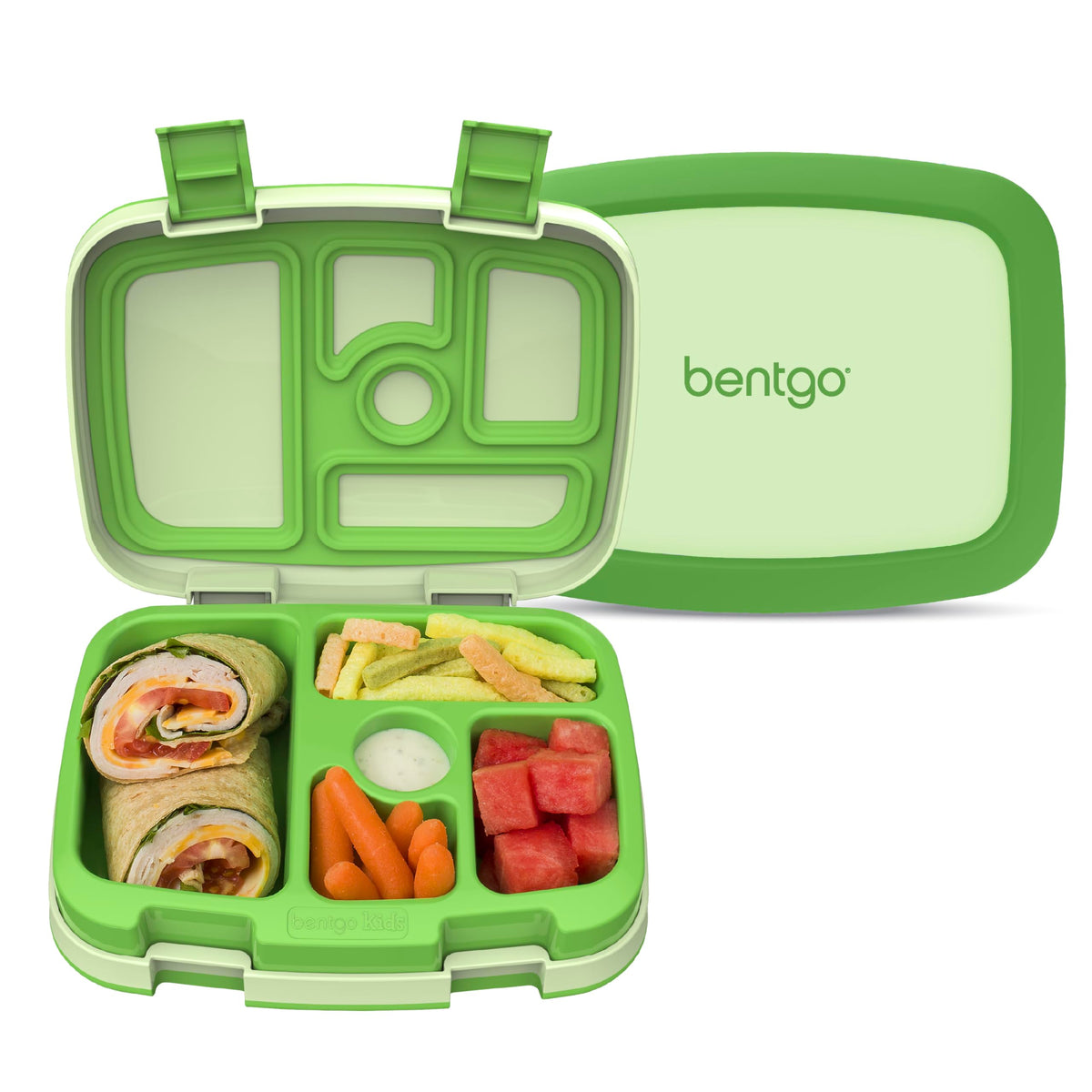 Bentgo Kids Bento-Style 5-Compartment Leak-Proof Lunch Box - Just-Right Portions Ages 3-7, Durable, Drop-Proof, Dishwasher Safe, PFAS & BPA-Free & Made with Food-Safe Materials (Petal Pink Glitter)