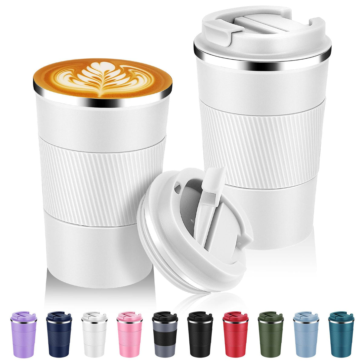 Volhoply 13 oz Stainless Steel Insulated Travel Coffee Cup with Fip Lid,Reusable Double Wall Vacuum Metal Coffee Mug,Portable to Go Leak Proof Cafe Mugs for Hot & Cold Drinks(Pink,1)