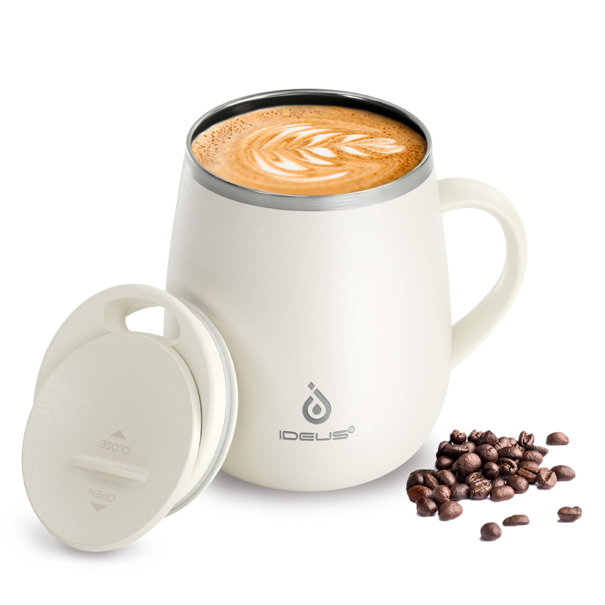 Ideus 16 oz Insulated Coffee Mug with Lid and Handle (Sakura Pink 2.0)