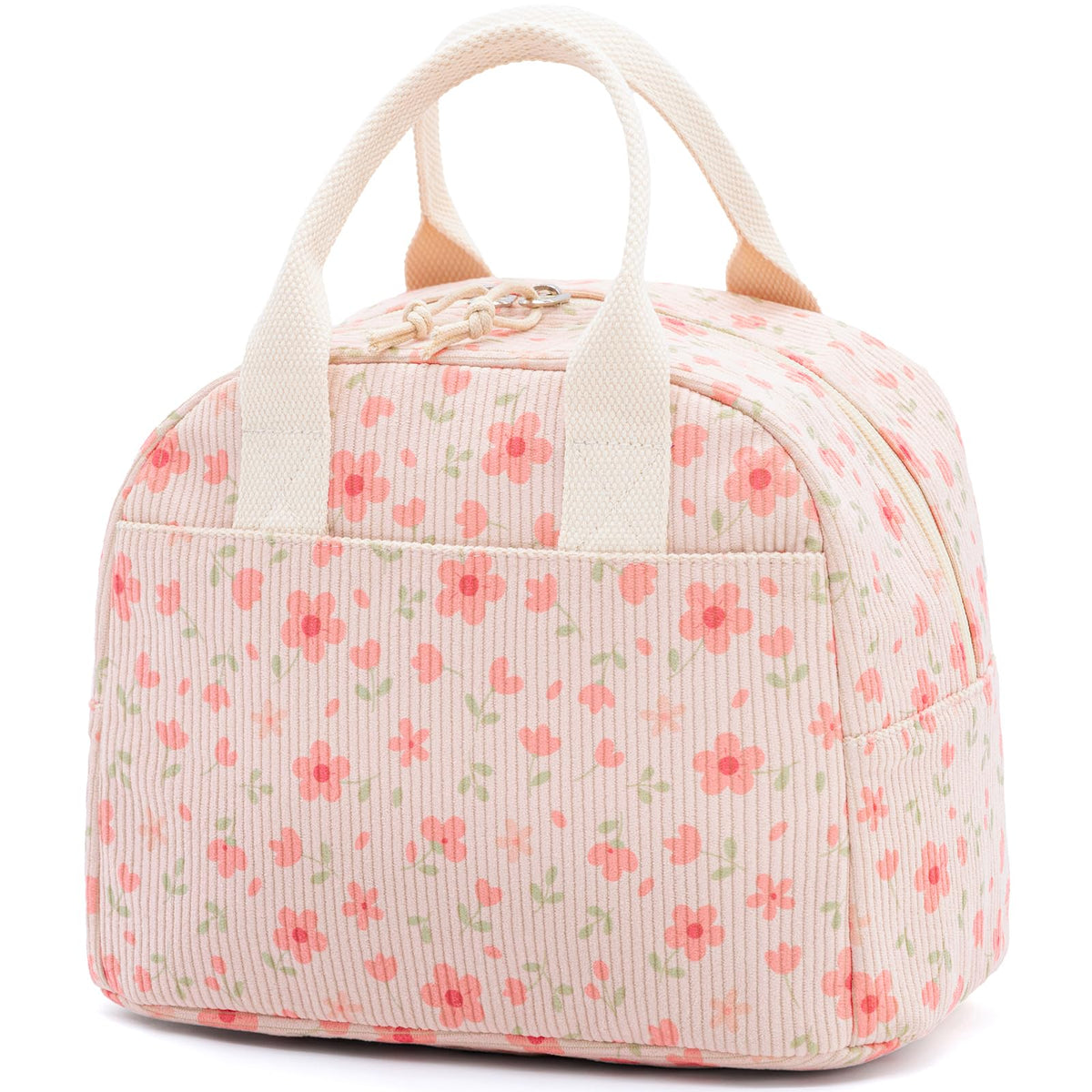 LOVELYWIND Lunch Box for Women, Insulated Lunch Bag, Green Stripe Tote 9L