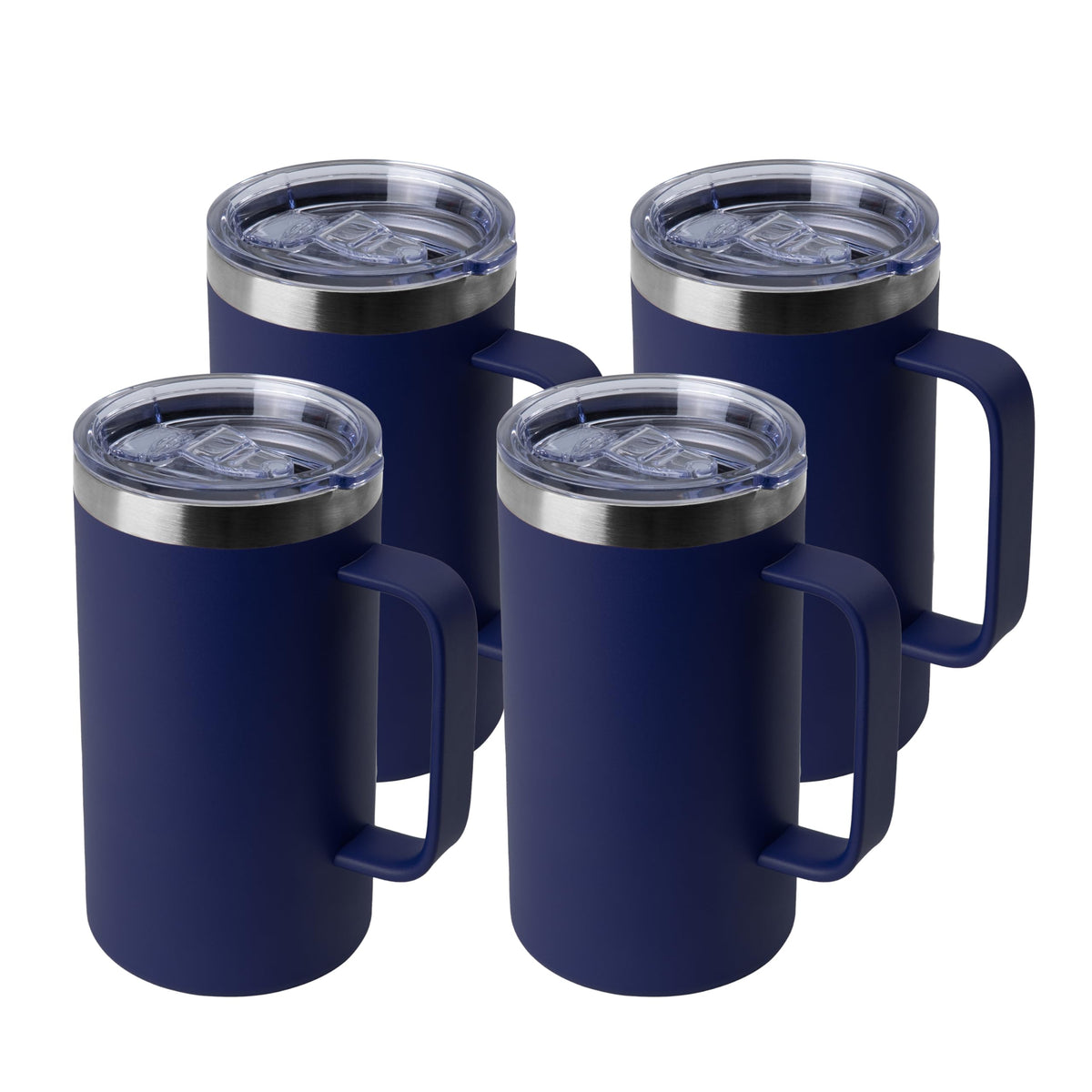 DOMICARE 24oz Mug with Handle and Lid, Stainless Steel Coffee Mug, Reusable Insulated Cup, Travel Mug with Handle, Double Wall Vacuum Coffee Tumbler for Men and Women, Dark Purple, Pack 1