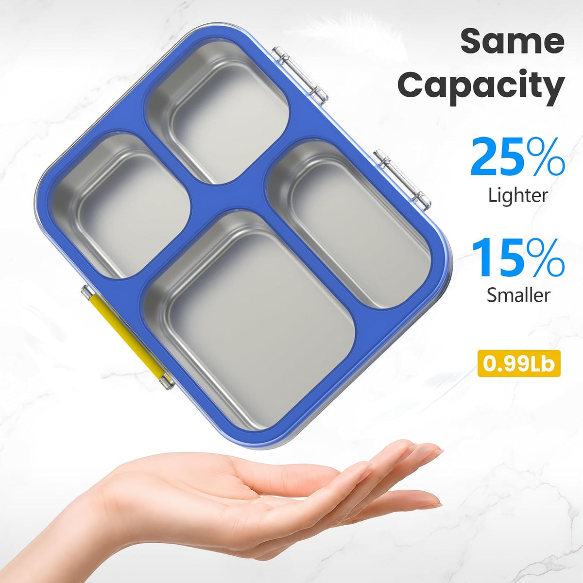 HOMEKOL Stainless Steel Bento Lunch Box, 4 Cups, Blue