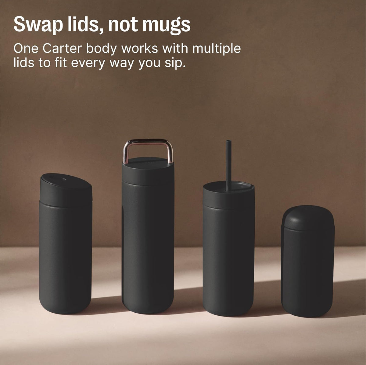 Fellow Carter Slide Ceramic Lined Travel Mug 12 oz, Coffee, One-Handed Lid