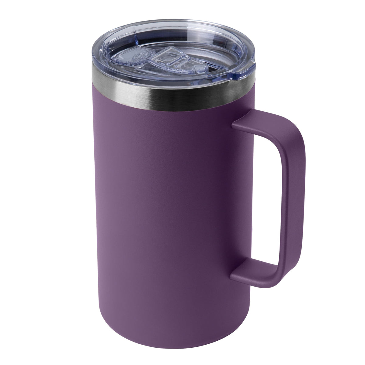 DOMICARE 24oz Mug with Handle and Lid, Stainless Steel Coffee Mug, Reusable Insulated Cup, Travel Mug with Handle, Double Wall Vacuum Coffee Tumbler for Men and Women, Dark Purple, Pack 1
