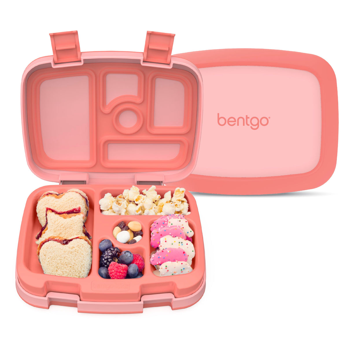 Bentgo Kids Bento-Style 5-Compartment Leak-Proof Lunch Box - Just-Right Portions Ages 3-7, Durable, Drop-Proof, Dishwasher Safe, PFAS & BPA-Free & Made with Food-Safe Materials (Petal Pink Glitter)
