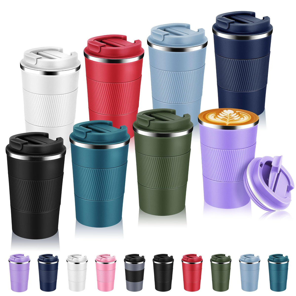 Volhoply 13 oz Stainless Steel Insulated Travel Coffee Cup with Fip Lid,Reusable Double Wall Vacuum Metal Coffee Mug,Portable to Go Leak Proof Cafe Mugs for Hot & Cold Drinks(Pink,1)