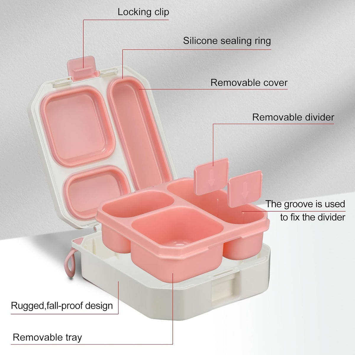 wiwens Bento Lunch Box for Kids with 12oz Soup Thermo Leak-Proof Lunch Food Container with 5 Compartment Thermo Hot Food Jar and Insulated Lunch Bag for Kid Toddler Girls Boys to School