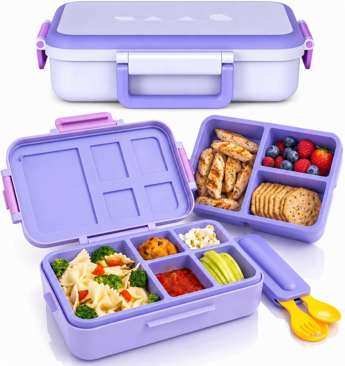 ovve Bento Box for Kids & Cutlery Set – Leakproof Kids Lunch Box, Interchangeable Inserts, BPA-Free, Dishwasher Safe Lunch Containers for School, Preschool, Toddler (Orange)