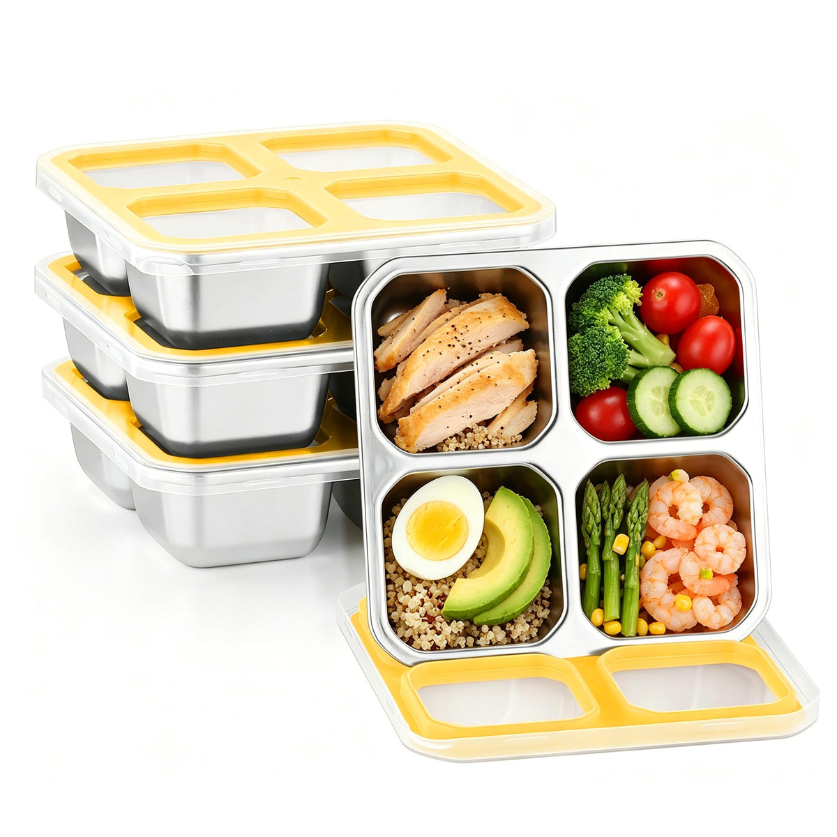 BEFOY 304 Stainless Steel Snack Containers with Lids Bento Lunch Boxes