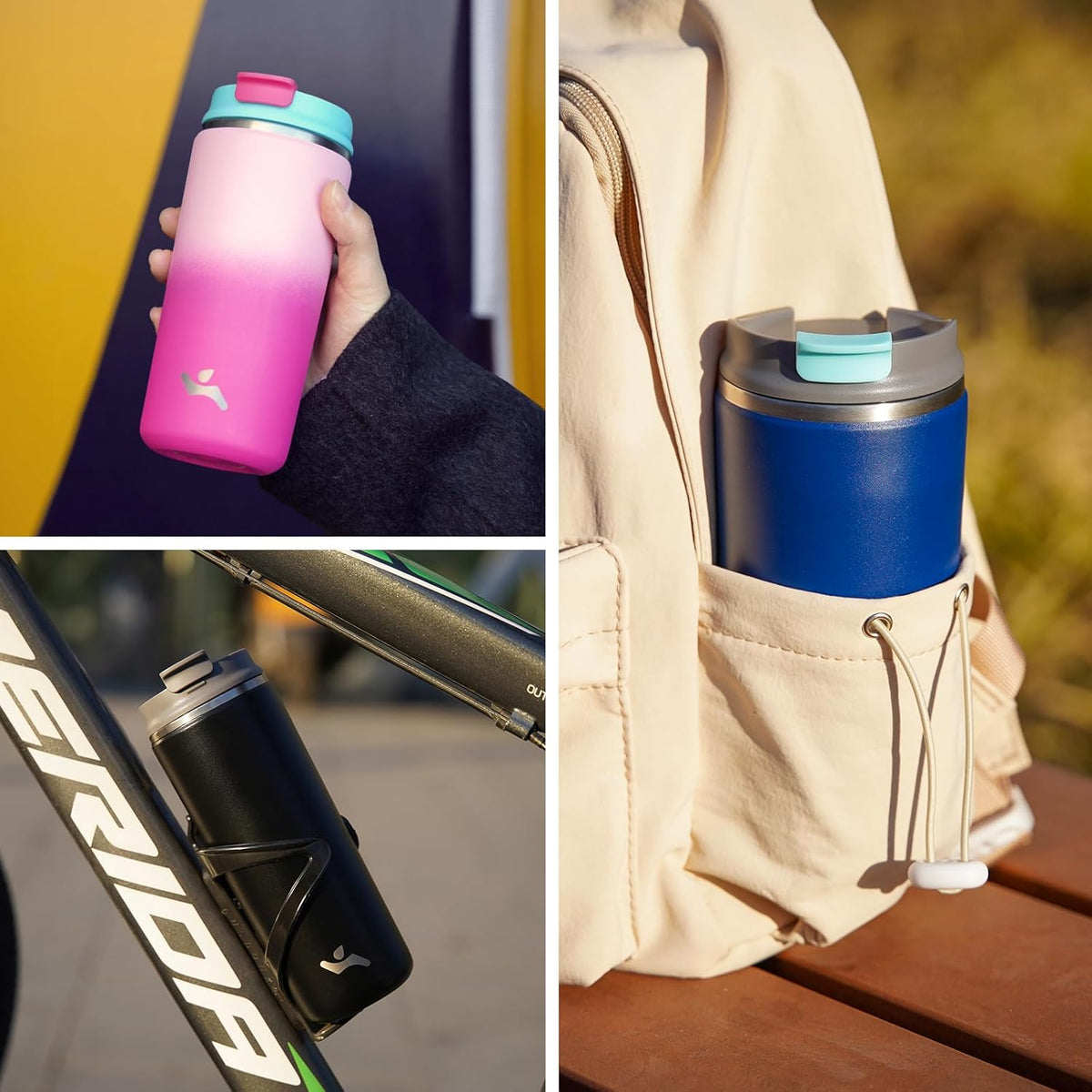 Konokyo 16oz Travel Coffee Mug with Lid, Insulated Stainless Tumbler