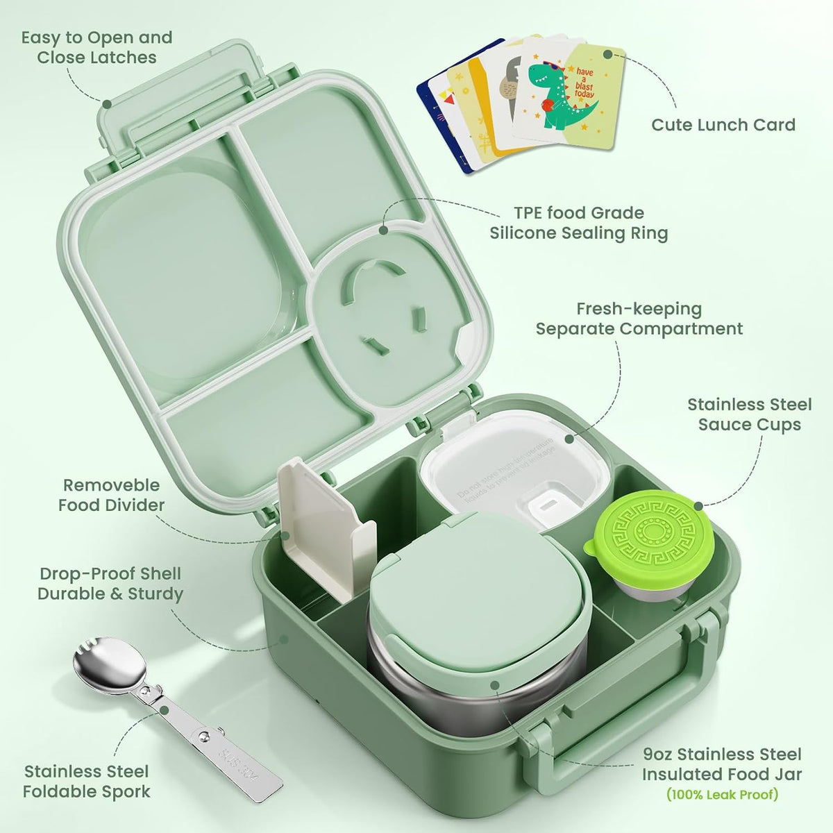 wiwens Kids Bento Lunch Box with Soup Thermo Food Lunch Container for Kid