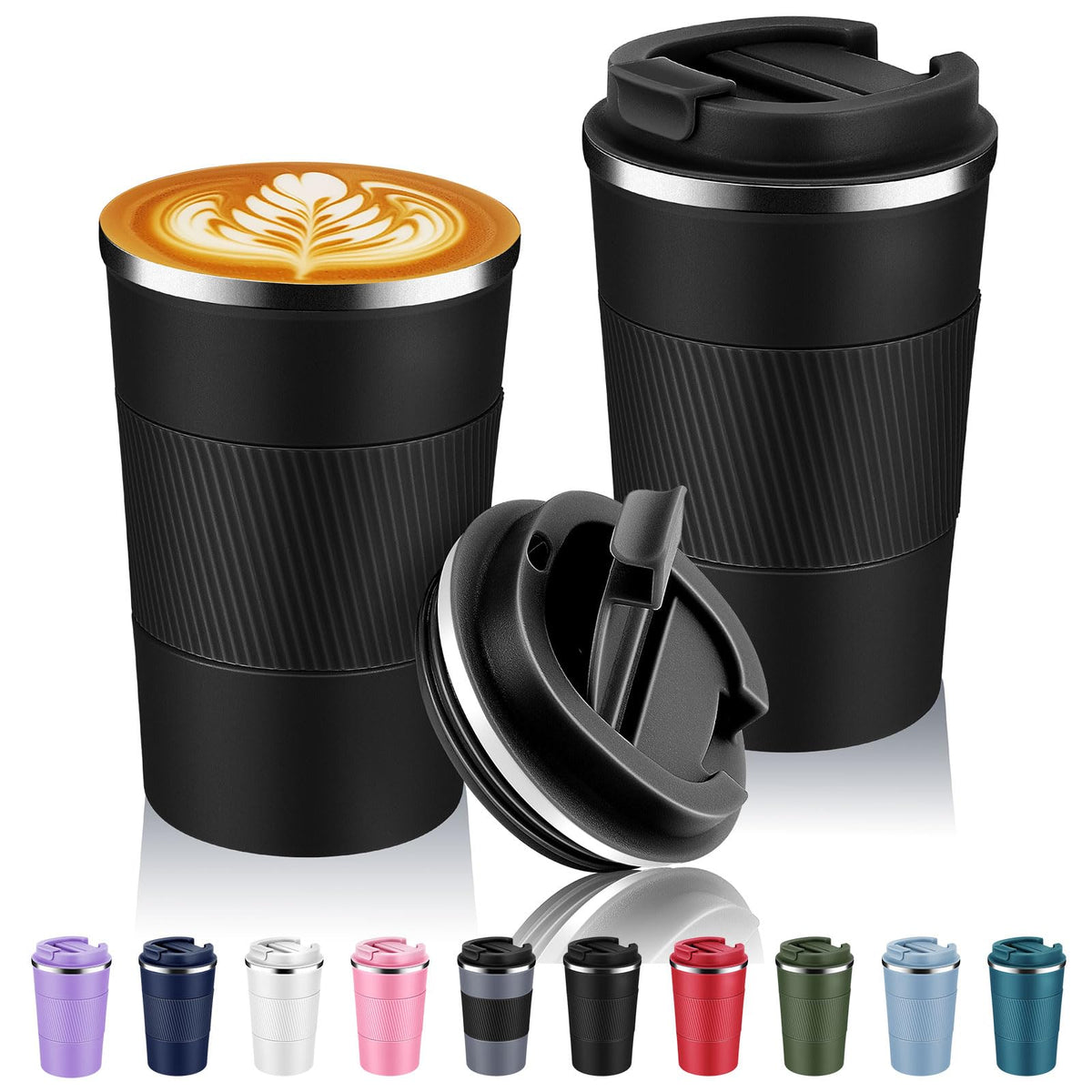 Volhoply 13 oz Stainless Steel Insulated Travel Coffee Cup with Fip Lid,Reusable Double Wall Vacuum Metal Coffee Mug,Portable to Go Leak Proof Cafe Mugs for Hot & Cold Drinks(Pink,1)