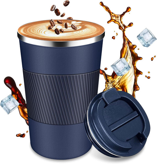Insulated Travel Coffee Cup with Leak Proof Lid,To Go Camping Stainless Steel Vacuum Coffee Mug, Reusable Coffee Tumblers Hot & Cold Drinks Gifts Multiple Sizes and Colors