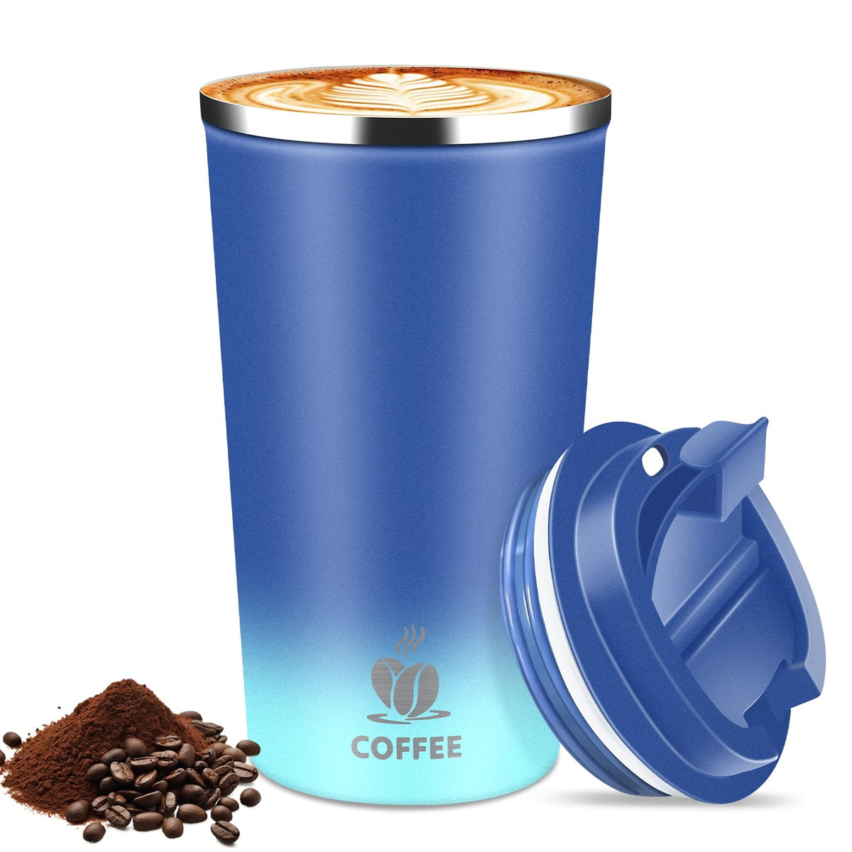 17oz Insulated Travel Coffee Mug with Flip Lid – Leakproof Stainless Steel Insulated Coffee Tumblers, Reusable Coffee Cup for Hot & Cold Drinks, Perfect for Camping & On-the-Go