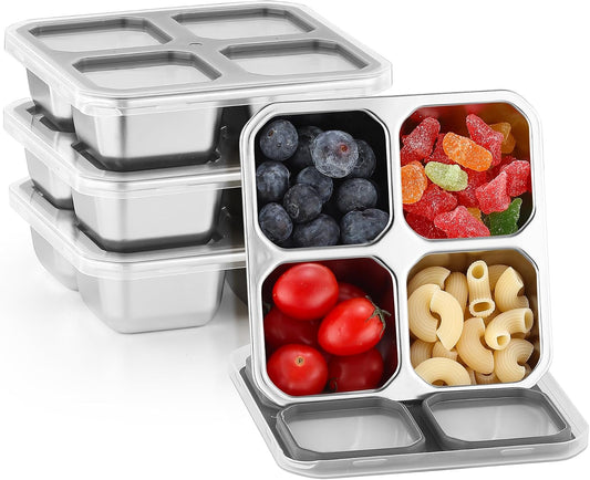 BEFOY 304 Stainless Steel Snack Containers with Lids Bento Lunch Boxes