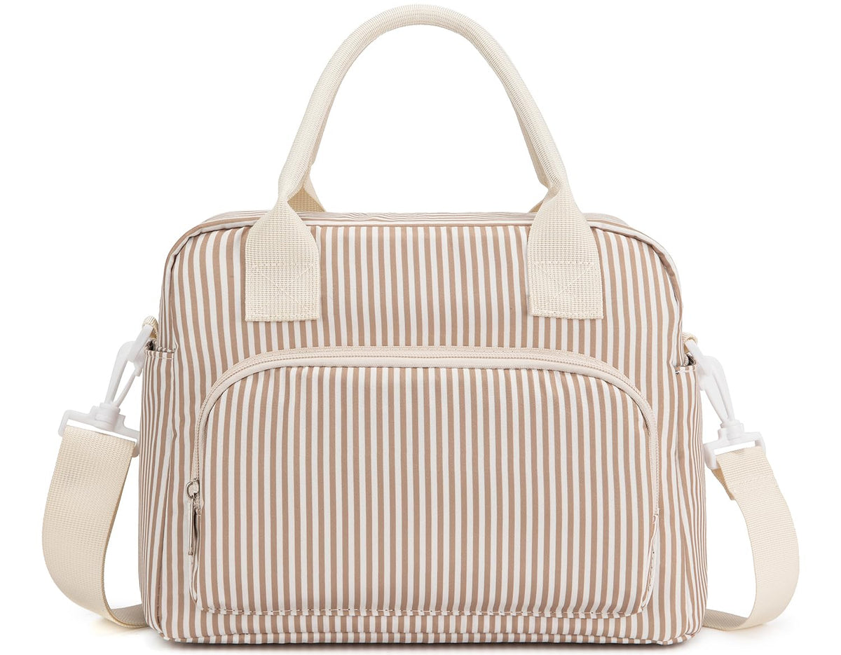 Lunch Bag Women Lunch Box for Women Adult Cute Insulated Lunch Bag Lager Cooler Lunch Tote Bags for Work Picnic (Beige-Brown Plaid)